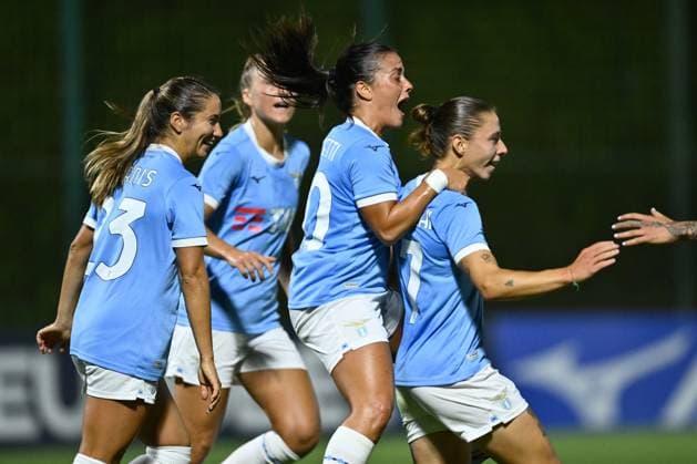 Margherita Monnecchi of S.S. Lazio celebrates after scoring the goal of 1-0 during the friendly match between S.S. Lazio Women vs A.C.F. Fiorentina Femminile at the Mirko Fersini Stadium on August 17, 2025 in Formello, Italy.  Copyright: xDomenicoxCippitelli IPAxSportx xipa-agency.netx xx IPA_62618450 IPA_Agency_IPA62618450