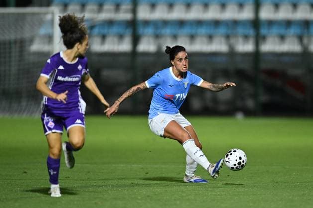 Maria Filangeri of A.C.F Fiorentina and Martina Piemonte of S.S. Lazio are in action during the friendly match between S.S. Lazio Women vs A.C.F. Fiorentina Femminile at the Mirko Fersini Stadium on August 17, 2025 in Formello, Italy.  Copyright: xDomenicoxCippitelli IPAxSportx xipa-agency.netx xx IPA_62618511 IPA_Agency_IPA62618511