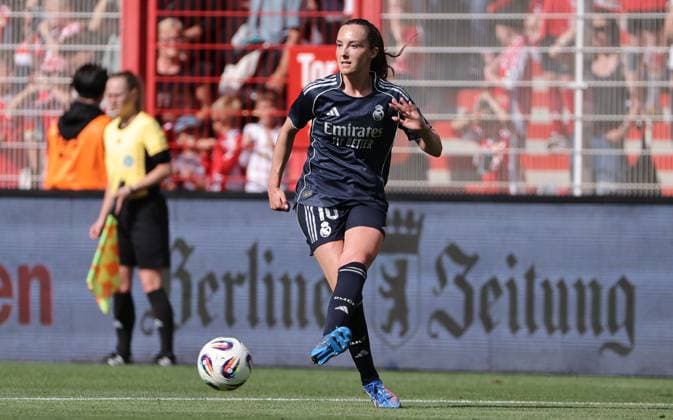 Caroline Weir on the ball Single image Crop action Sport Football Soccer Test match Womens Bundesliga Season 2025 2026 17 08 2025 1 FC Union Berlin vs Real Madrid CF DFL regulations prohibit any use of photographs as image sequences and or quasi video