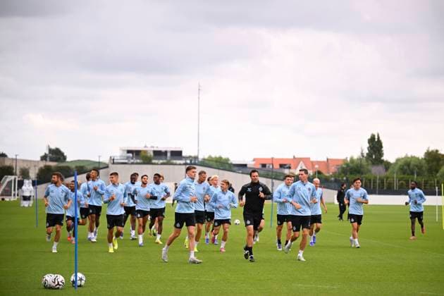 Rangers FC v Club Brugge - UEFA Champions League Media Activities 18 08 2025 WESTKAPELLE, BELGIUM - AUGUST 18 : players of Club Brugge pictured during a training session ahead of the UEFA Champions League 2025 26 play-off round first leg between Rangers FC and Club Brugge on August 18, 2025 in Westkapelle, Belgium, 18 08 2025 Westkapelle Belgium  Copyright: xTomasxSiskx