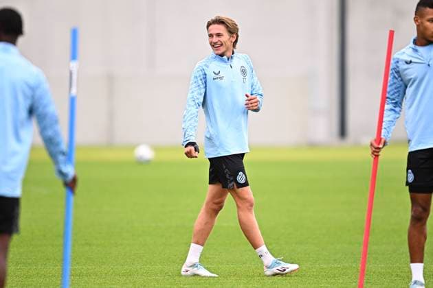 Rangers FC v Club Brugge - UEFA Champions League Media Activities 18 08 2025 WESTKAPELLE, BELGIUM - AUGUST 18 : Vermant Romeo forward of Club Brugge pictured during a training session ahead of the UEFA Champions League 2025 26 play-off round first leg between Rangers FC and Club Brugge on August 18, 2025 in Westkapelle, Belgium, 18 08 2025 Westkapelle Belgium  Copyright: xTomasxSiskx