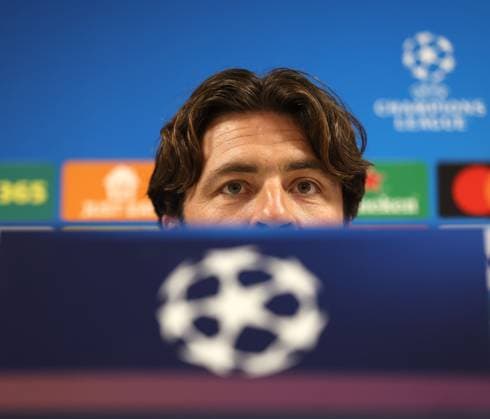 Rangers head coach Russell Martin during a press conference, PK, Pressekonferenz ahead of tomorrow s Champions League qualifying match against Club Brugge at Ibrox Stadium. Rangers Press Conference - UEFA - Champions League Qualifying Match - Ibrox Stadium, Glasgow, Lanarkshire, Scotland, UK - 18 Aug 2025Glasgow Ibrox Lanarkshire United Kingdom  Copyright: xO Rourke RangersxFC Shutterstockx 15446402ae