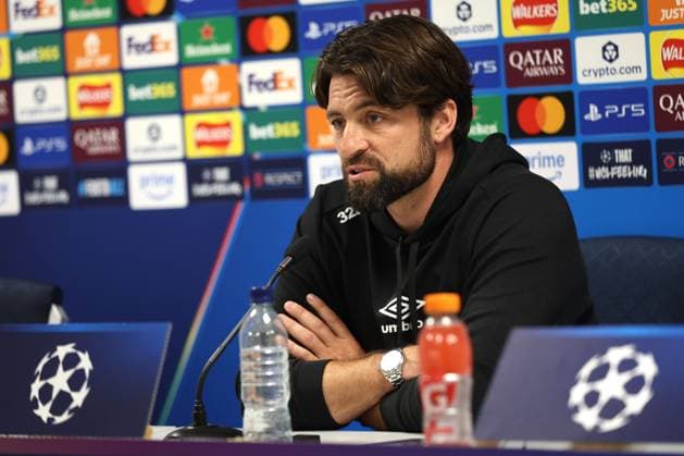 Rangers head coach Russell Martin during a press conference, PK, Pressekonferenz ahead of tomorrow s Champions League qualifying match against Club Brugge at Ibrox Stadium. Rangers Press Conference - UEFA - Champions League Qualifying Match - Ibrox Stadium, Glasgow, Lanarkshire, Scotland, UK - 18 Aug 2025Glasgow Ibrox Lanarkshire United Kingdom  Copyright: xO Rourke RangersxFC Shutterstockx 15446402z