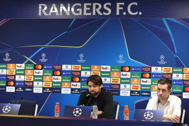 Rangers head coach Russell Martin during a press conference, PK, Pressekonferenz ahead of tomorrow s Champions League qualifying match against Club Brugge at Ibrox Stadium. Rangers Press Conference - UEFA - Champions League Qualifying Match - Ibrox Stadium, Glasgow, Lanarkshire, Scotland, UK - 18 Aug 2025Glasgow Ibrox Lanarkshire United Kingdom  Copyright: xO Rourke RangersxFC Shutterstockx 15446402w