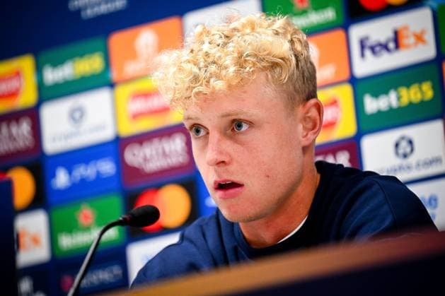 Rangers FC v Club Brugge - UEFA Champions League Media Activities 18 08 2025 GLASGOW, SCOTLAND - AUGUST 18 : Seys Joaquim defender of Club Brugge talking to the press during a press conference, PK, Pressekonferenz ahead of the UEFA Champions League 2025 26 play-off round first leg between Rangers FC and Club Brugge on August 18, 2025 in Glasgow, Scotland, 18 08 2025  Copyright: xTomasxSiskx