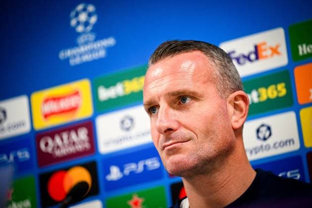 Rangers FC v Club Brugge - UEFA Champions League Media Activities 18 08 2025 GLASGOW, SCOTLAND - AUGUST 18 : Hayen Nicky head coach of Club Brugge talking to the press during a press conference, PK, Pressekonferenz ahead of the UEFA Champions League 2025 26 play-off round first leg between Rangers FC and Club Brugge on August 18, 2025 in Glasgow, Scotland, 18 08 2025  Copyright: xTomasxSiskx