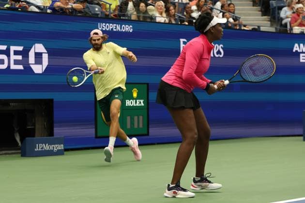 August 18, 2025, New York, New York, United States: VENUS WILLIAMS and REILLY OPELKA both of USA during practise session before US Open at the USTA Billie Jean King National Tennis Center. New York. New York United States - ZUMAc278 20250818_zsp_c278_009 Copyright: xMarcinxCholewinskix