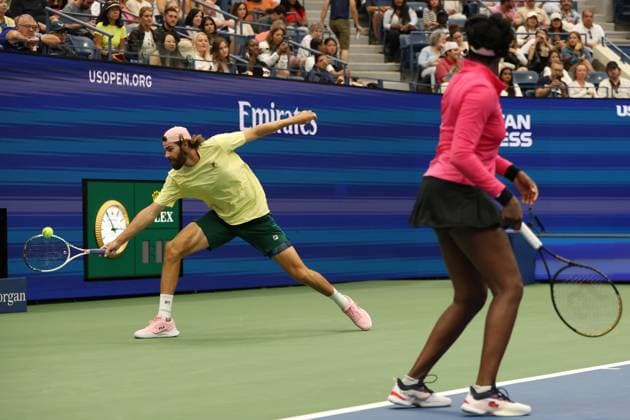 August 18, 2025, New York, New York, United States: VENUS WILLIAMS and REILLY OPELKA both of USA during practise session before US Open at the USTA Billie Jean King National Tennis Center. New York. New York United States - ZUMAc278 20250818_zsp_c278_011 Copyright: xMarcinxCholewinskix