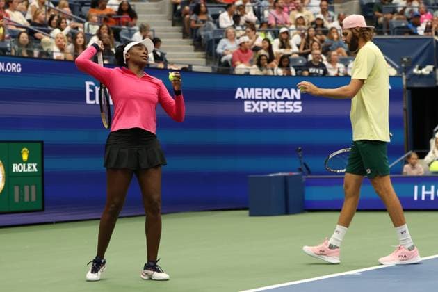 August 18, 2025, New York, New York, United States: VENUS WILLIAMS and REILLY OPELKA both of USA during practise session before US Open at the USTA Billie Jean King National Tennis Center. New York. New York United States - ZUMAc278 20250818_zsp_c278_013 Copyright: xMarcinxCholewinskix