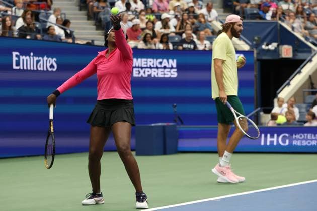 August 18, 2025, New York, New York, United States: VENUS WILLIAMS and REILLY OPELKA both of USA during practise session before US Open at the USTA Billie Jean King National Tennis Center. New York. New York United States - ZUMAc278 20250818_zsp_c278_014 Copyright: xMarcinxCholewinskix