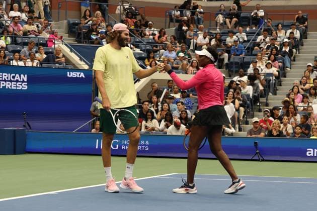 August 18, 2025, New York, New York, United States: VENUS WILLIAMS and REILLY OPELKA both of USA during practise session before US Open at the USTA Billie Jean King National Tennis Center. New York. New York United States - ZUMAc278 20250818_zsp_c278_018 Copyright: xMarcinxCholewinskix