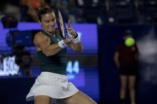 August 18, 2025, Monterrey, Nuevo Leon, Mexico: Greek tennis player Maria SoÂ¡kkari in action against croatian Donna VekiÄ¡ during the Monterrey Open WTA, Tennis Damen 500, the final result was 2:6 3:6 in favor of the Donna VekiÃ Monterrey Mexico - ZUMAo125 20250818_zip_o125_022 Copyright: xAntonioxOjedax