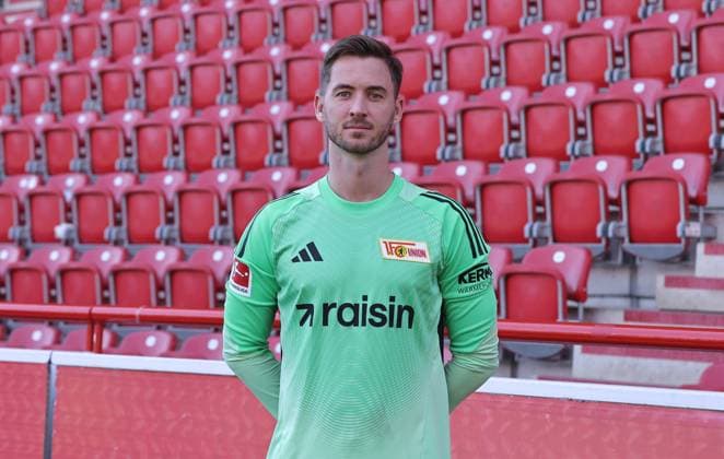 Goalkeeper Carl Klaus 1 FC Union Berlin FCU Football 1 BL Bundesliga Portrait Season 2025 2026 Headshot, portrait, introduction, presentation, press event, GER 19 08 25