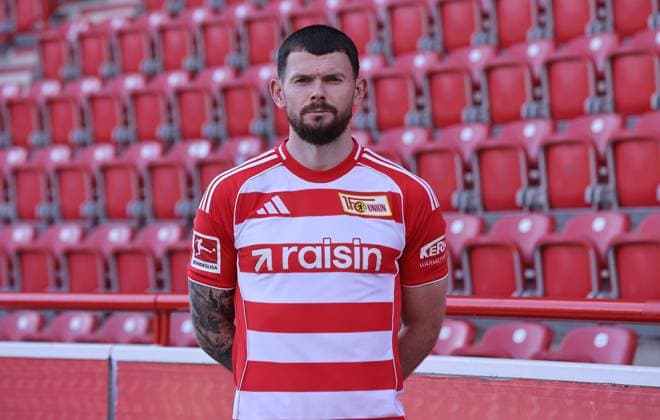 Oliver Burke 1 FC Union Berlin FCU Football 1 BL Bundesliga portrait appointment season 2025 2026 headshot, portrait, introduction, presentation, press event, GER 19 08 25