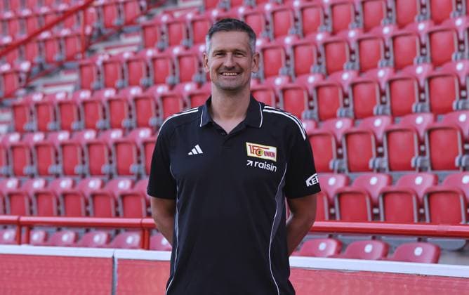 Goalkeeping coach Michael Gspurning 1 FC Union Berlin FCU Football 1 BL Bundesliga Porträttermin Season 2025 2026 Headshot, portrait, presentation, presentation, press event, GER 19 08 25