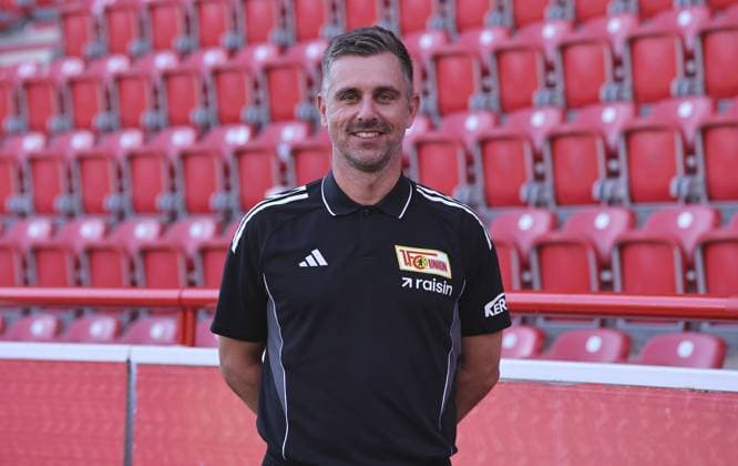 Co Coach Sebastian Bönig 1 FC Union Berlin FCU Football 1 BL Bundesliga Porträttermin Season 2025 2026 Headshot, portrait, introduction, presentation, press event, GER 19 08 25