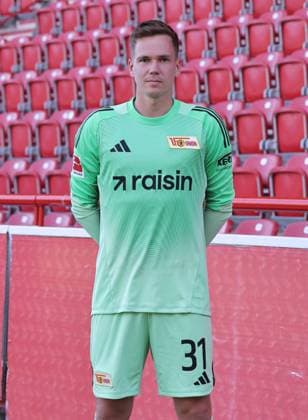 Goalkeeper Matheo Raab 1 FC Union Berlin FCU Football 1 BL Bundesliga Porträttermin Season 2025 2026 Headshot, portrait, introduction, presentation, press event, GER 19 08 25