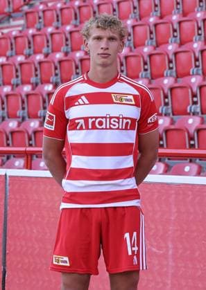 Leopold Querfeld 1 FC Union Berlin FCU Football 1 BL Bundesliga Porträttermin Season 2025 2026 Headshot, portrait, introduction, presentation, press event, GER 19 08 25