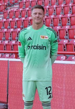 Goalkeeper Yannic Stein 1 FC Union Berlin FCU Football 1 BL Bundesliga Porträttermin Season 2025 2026 Headshot, portrait, introduction, presentation, press event, GER 19 08 25