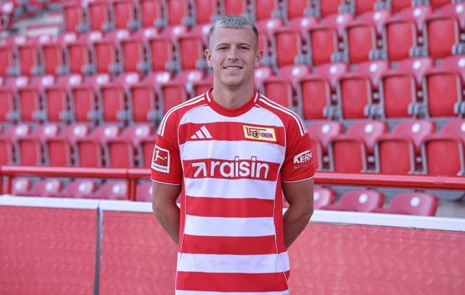 Tim Skarke 1 FC Union Berlin FCU Football 1 BL Bundesliga portrait appointment season 2025 2026 headshot, portrait, introduction, presentation, press event, GER 19 08 25