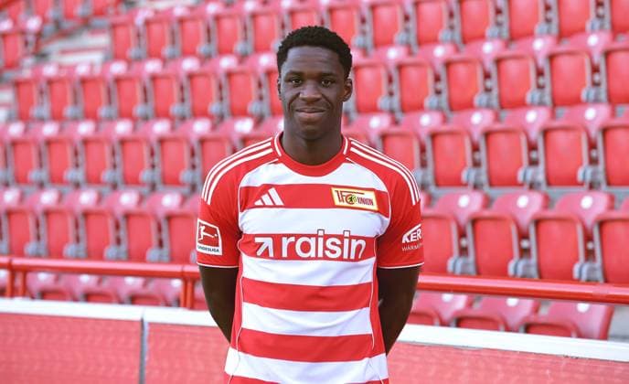 Osaro Ogbemudia 1 FC Union Berlin FCU Football 1 BL Bundesliga Porträttermin Season 2025 2026 Headshot, portrait, introduction, presentation, press event, GER 19 08 25