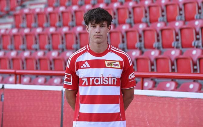 Andrik Markgraf 1 FC Union Berlin FCU Football 1 BL Bundesliga Porträttermin Season 2025 2026 Headshot, portrait, introduction, presentation, press event, GER 19 08 25