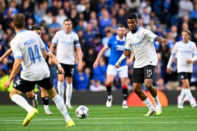 Rangers FC v Club Brugge - UEFA Champions League GLASGOW, SCOTLAND - AUGUST 19 : Onyedika Nwadike Raphael midfielder of Club Brugge during the UEFA Champions League 2025 26 play-off round first leg between Rangers FC and Club Brugge on August 19, 2025 in Glasgow, Scotland, 19 08 2025 Glasgow Scotland  Copyright: xTomasxSiskx