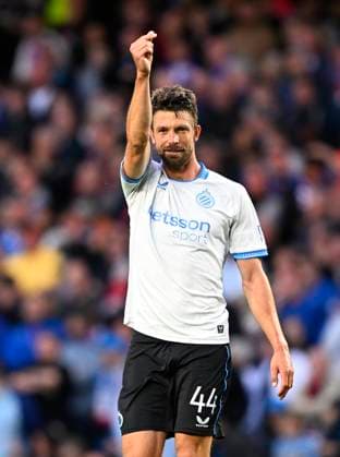 Rangers FC v Club Brugge - UEFA Champions League GLASGOW, SCOTLAND - AUGUST 19 : Mechele Brandon defender of Club Brugge celebrates after scoring the 0-3 goal during the UEFA Champions League 2025 26 play-off round first leg between Rangers FC and Club Brugge on August 19, 2025 in Glasgow, Scotland, 19 08 2025 Glasgow Scotland  Copyright: xTomasxSiskx