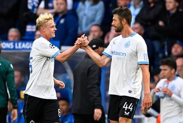 Rangers FC v Club Brugge - UEFA Champions League GLASGOW, SCOTLAND - AUGUST 19 : Mechele Brandon defender of Club Brugge celebrates after scoring the 0-3 goal during the UEFA Champions League 2025 26 play-off round first leg between Rangers FC and Club Brugge on August 19, 2025 in Glasgow, Scotland, 19 08 2025 Glasgow Scotland  Copyright: xTomasxSiskx