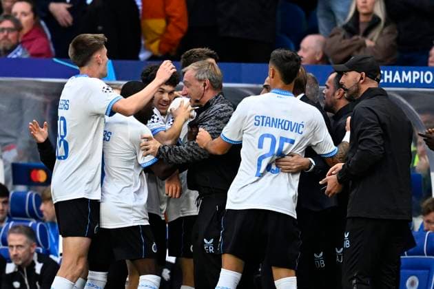 Rangers FC v Club Brugge - UEFA Champions League GLASGOW, SCOTLAND - AUGUST 19 : Mechele Brandon defender of Club Brugge celebrates after scoring the 0-3 goal during the UEFA Champions League 2025 26 play-off round first leg between Rangers FC and Club Brugge on August 19, 2025 in Glasgow, Scotland, 19 08 2025 Glasgow Scotland  Copyright: xTomasxSiskx