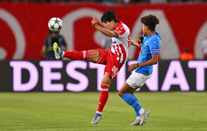 CRVENA ZVEZDA vs PAFOS CYPRUS YOUNGWOO SEOL Jongvu Seol football Champions league qualification match Crvena zvezda vs Pafosa Cyprus Rajko Mitic stadium, Belgrade 19.08.2025. Foto: FOOTBALL, CRVENA ZVEZDA, RED STAR, UEFA CHAMPIONS LEAGUE QUALIFICATIONS, PAFOS CYPRUS Belgrade Rajko Mitic stadium Serbia Copyright: xMarkoxMetlasx xMNxPressx