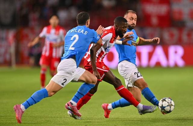 CRVENA ZVEZDA vs PAFOS CYPRUS SHAVY WARREN BABICKA Savi Voren Babika football Champions league qualification match Crvena zvezda vs Pafosa Cyprus Rajko Mitic stadium, Belgrade 19.08.2025. Foto: FOOTBALL, CRVENA ZVEZDA, RED STAR, UEFA CHAMPIONS LEAGUE QUALIFICATIONS, PAFOS CYPRUS Belgrade Rajko Mitic stadium Serbia Copyright: xMarkoxMetlasx xMNxPressx