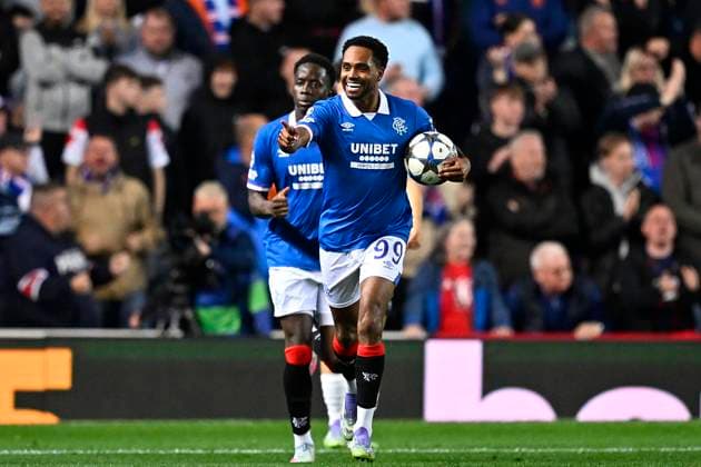 Rangers FC v Club Brugge - UEFA Champions League GLASGOW, SCOTLAND - AUGUST 19 : Pereira Da Silva Danilo forward of Rangers FC celebrates after scoring the 1-3 goal during the UEFA Champions League 2025 26 play-off round first leg between Rangers FC and Club Brugge on August 19, 2025 in Glasgow, Scotland, 19 08 2025 Glasgow Scotland  Copyright: xTomasxSiskx