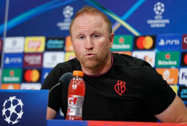 Basel, Switzerland August 19, 2025 Play offs UEFA Champions League Press Conference FCB Basel FC Copenhagen with Swiss Chief Trainer Ludovic Magnin Play offs UEFA Champions League in Basel