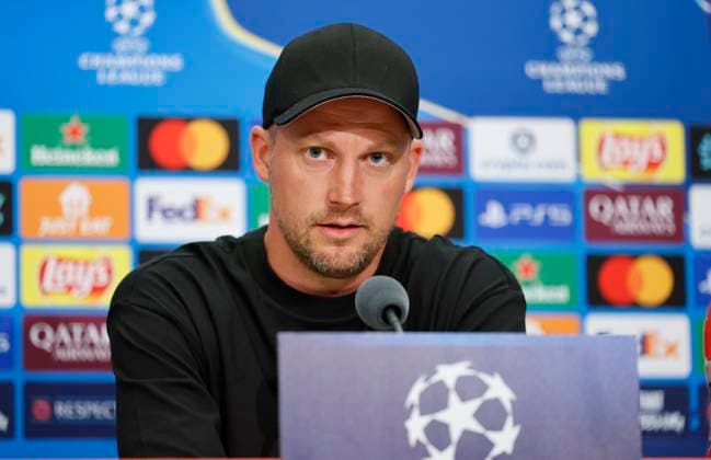 Basel, Switzerland August 19, 2025 Play offs UEFA Champions League Press Conference FCB Basel FC Copenhagen with Danish Chief Coach Jacob Neestrup Hansen Play offs UEFA Champions League in Basel