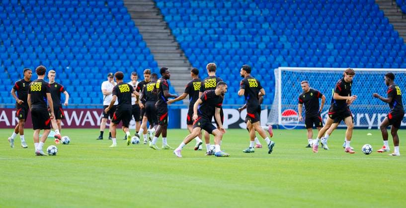 Basel, Switzerland August 19, 2025 Play offs UEFA Champions League Press Conference FCB Basel FC Copenhagen and Training Session Play offs UEFA Champions League in Basel