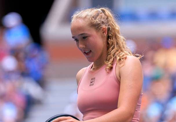 August 19, 2025, Flushing Meadows, New York, USA: Mirra Andreeva (in photo) and Daniil Medvedev during a mix doubles match against Olga Danilovic and Novak Djokovic at the 2025 US Open at USTA Billie Jean King National Tennis Center on Tuesday August 19, 2025 in the Flushing neighborhood of the Queens borough of New York City. JAVIER ROJAS PI Flushing Meadows USA - ZUMAp124 20250819_zaa_p124_069 Copyright: xJavierxRojasx