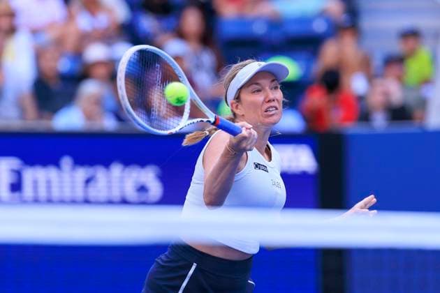 August 19, 2025, Flushing Meadows, New York, USA: Danielle Collins (in photo) and Christian Harrison during a mix doubles match against Taylor Townsend and Ben Shelton at the 2025 US Open at USTA Billie Jean King National Tennis Center on Tuesday August 19, 2025 in the Flushing neighborhood of the Queens borough of New York City. JAVIER ROJAS PI Flushing Meadows USA - ZUMAp124 20250819_zaa_p124_088 Copyright: xJavierxRojasx