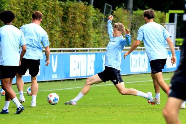 DEU, DFL, 2 FBL Hertha BSC, Training, 20 08 2025, Sportforum, Berlin, DEU, DFL, 2 FBL Hertha BSC, Training, im Bild Luca Schuler Hertha BSC Berlin 18 DFL regulations prohibit any use of Photographs as image sequences and or quasi video nordphotoxGmbHx xEngler nph00076