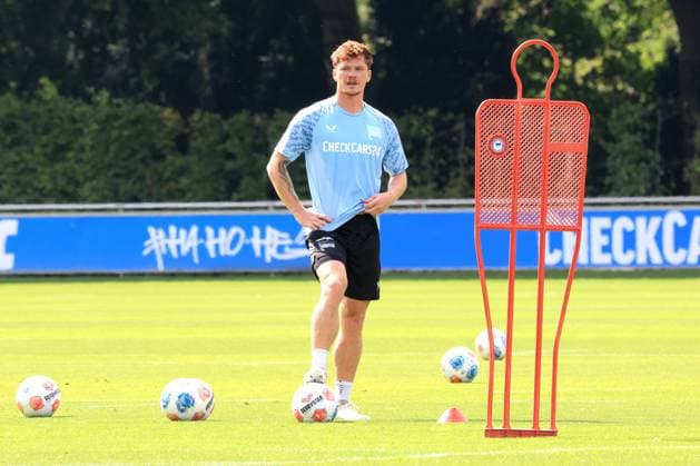 DEU, DFL, 2 FBL Hertha BSC, Training, 20 08 2025, Sportforum, Berlin, DEU, DFL, 2 FBL Hertha BSC, Training, im Bild Sebastian Groenning Hertha BSC Berlin 17 DFL regulations prohibit any use of Photographs as image sequences and or quasi video nordphotoxGmbHx xEngler nph00076