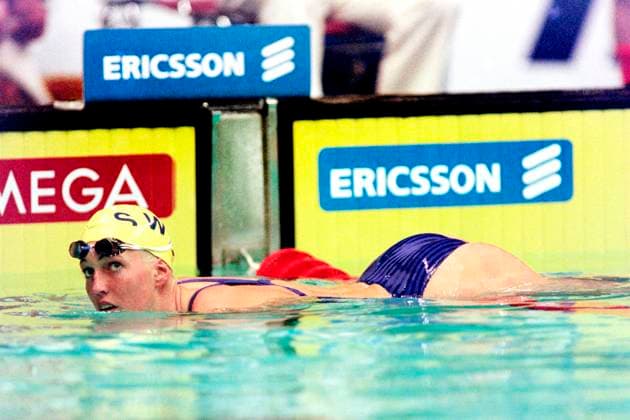 970417 Simning, VM, Kortbana: Therese Alshammar, Sverige. *** 970417 Swimming, World Championships, Short Course Therese Alshammar, Sweden  Copyright: BILDBYRAN BB970417BB029