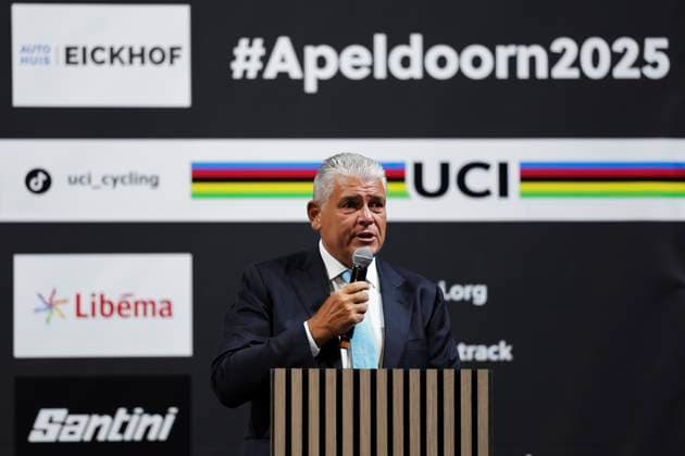 2025 UCI Junior Track World Championships Picture by Alex Whitehead SWpix.com - 20 08 2025 - Cycling - 2025 UCI Junior Track World Championships - Omnisport, Apeldoorn, Netherlands - Opening Ceremony - UCI Vice President Enrico Della Casa Copyright: x xSWpix.comx(t axPhotographyxHubxLtd)xAlexxWhitehead SWpix.comx SWP-3030-0706