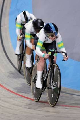 2025 UCI Junior Track World Championships Picture by Alex Whitehead SWpix.com - 20 08 2025 - Cycling - 2025 UCI Junior Track World Championships - Omnisport, Apeldoorn, Netherlands - Women Team Sprint Qualifying - Olivia Wright (Australia), Ella Liang (Australia), Ebony Robinson (Australia) Copyright: x xSWpix.comx(t axPhotographyxHubxLtd)xAlexxWhitehead SWpix.comx SWP-3030-0711
