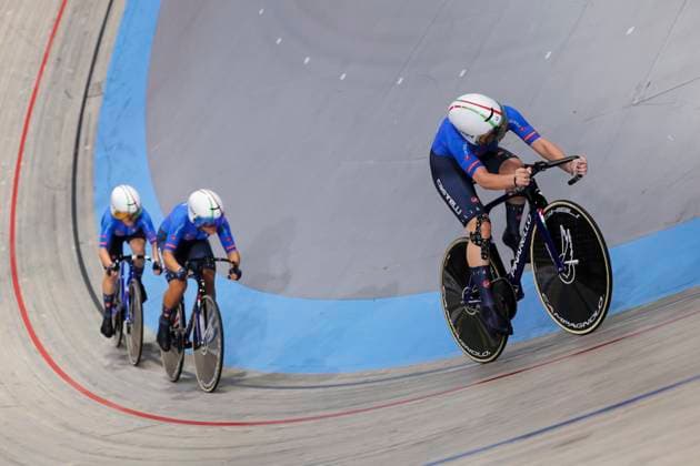 2025 UCI Junior Track World Championships Picture by Alex Whitehead SWpix.com - 20 08 2025 - Cycling - 2025 UCI Junior Track World Championships - Omnisport, Apeldoorn, Netherlands - Women Team Sprint Qualifying - Siria Trevisan (Italy), Matilde Cenci (Italy), Agata Campana (Italy) Copyright: x xSWpix.comx(t axPhotographyxHubxLtd)xAlexxWhitehead SWpix.comx SWP-3030-0713