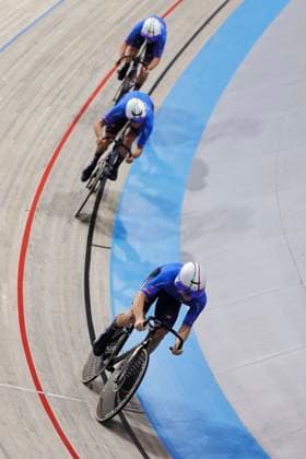 2025 UCI Junior Track World Championships Picture by Alex Whitehead SWpix.com - 20 08 2025 - Cycling - 2025 UCI Junior Track World Championships - Omnisport, Apeldoorn, Netherlands - Men Team Sprint Qualifying - Filippo Cusumano (Italy), Christian Quaglio (Italy), Matteo Ghirelli (Italy) Copyright: x xSWpix.comx(t axPhotographyxHubxLtd)xAlexxWhitehead SWpix.comx SWP-3030-0716