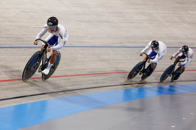 2025 UCI Junior Track World Championships Picture by Alex Whitehead SWpix.com - 20 08 2025 - Cycling - 2025 UCI Junior Track World Championships - Omnisport, Apeldoorn, Netherlands - Men Team Sprint Qualifying - Jaeho Jung (Korea), Taeho Choi (Korea), Wooju Jeon (Korea) Copyright: x xSWpix.comx(t axPhotographyxHubxLtd)xAlexxWhitehead SWpix.comx SWP-3030-0725