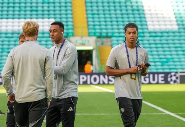 Jahmai Simpson-Pusey of Celtic on the pitch shortly after arriving at Celtic Park. Celtic v Kairat Almaty, UEFA Champions League, Play-Off Round, First Leg, Football, Celtic Park, Glasgow, Scotland, UK - 20 Aug 2025Glasgow Celtic Park Scotland United Kingdom EDITORIAL USE ONLY No use with unauthorised audio, video, data, fixture lists, club league logos or live services. Online in-match use limited to 120 images, no video emulation. No use in betting, games or single club league player publications. Copyright: xStuartxWallace Shutterstockx 15446684d