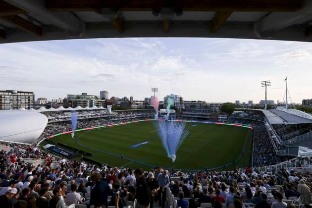 20th August 2025; Lords, London, England; The Hundred Mens Cricket, London Spirit versus Northern Superchargers; pyrotechnics go off before the match  HenningxVonxJagow