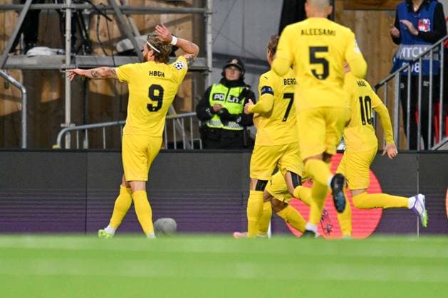 SOCCER - UEFA CL, Bodo vs Sturm FELDKIRCHEN,AUSTRIA,20.AUG.25 - SOCCER - UEFA Champions League, play off, FK Bodo Glimt vs SK Sturm Graz. Image shows the rejoicing of Bodo Glimt.  GEPAxpictures xAvnixRetkoceri