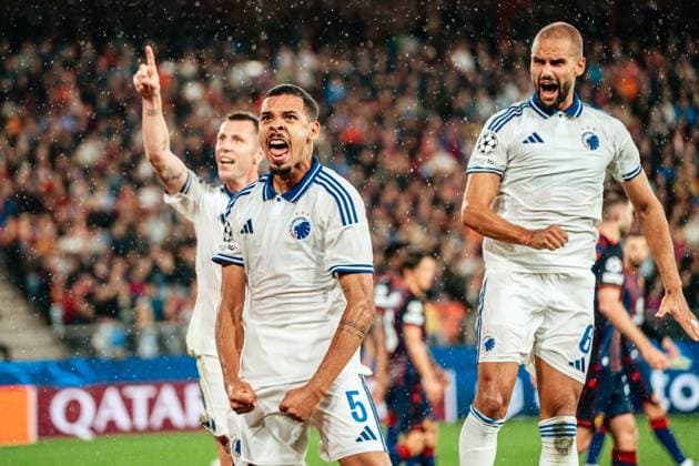 20 08 2025, Football, Men, Champions League Playoffs, Season 25 26, FC Basel vs FC Copenhagen Gabriel Pereira 5 FC Copenhagen celebrates after his goal for 1 1 St Jakob Park, Basel, Switzerland